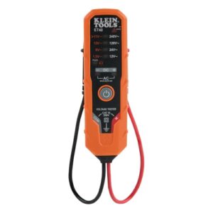 Klein Tools ET40 Digital AC/DC Voltage Tester, 12-240V AC, 1.5-24V DC, LED Illumination, DC Polarity, Auto Off, CAT III 250V-Class 2- Double Insulation, IP41 Dust and Water Resistant