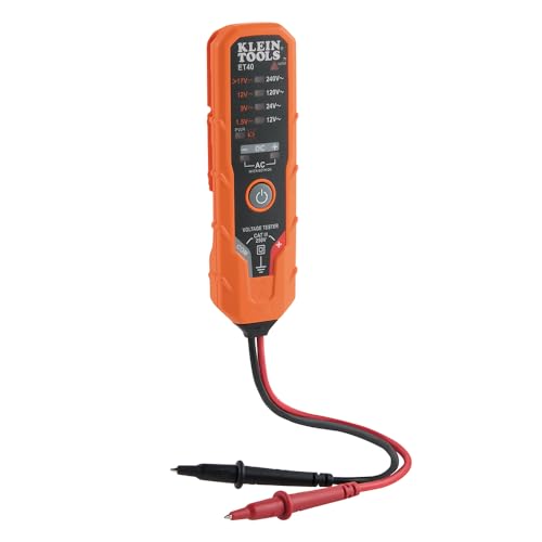 Klein Tools ET40 Digital AC/DC Voltage Tester, 12-240V AC, 1.5-24V DC, LED Illumination, DC Polarity, Auto Off, CAT III 250V-Class 2- Double Insulation, IP41 Dust and Water Resistant - Image 7
