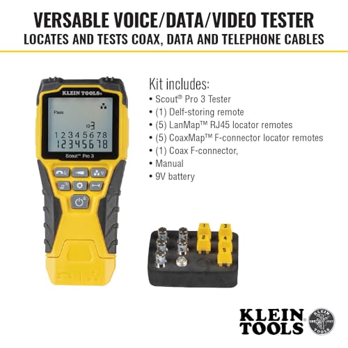 Klein Tools VDV501-851 Cable Tester Kit with Scout Pro 3 for Ethernet / Data, Coax / Video and Phone Cables, 5 Locator Remotes - Image 6