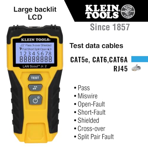 Klein Tools VDV526-200 Cable Tester, LAN Scout Jr. 2 Ethernet Tester for CAT 5e, CAT 6/6A Cables with RJ45 Connections - Image 3