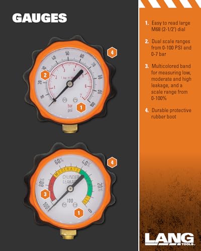Lang Tools CLT-2 100 PSI Cylinder Leakage Tester with 2 Gauges, One Size - Image 6