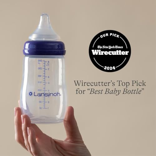 Lansinoh Anti-Colic Baby Bottles for Breastfeeding Babies, 8 Ounces, 3 Count, Includes 3 Medium Flow Nipples, Size M - Image 3