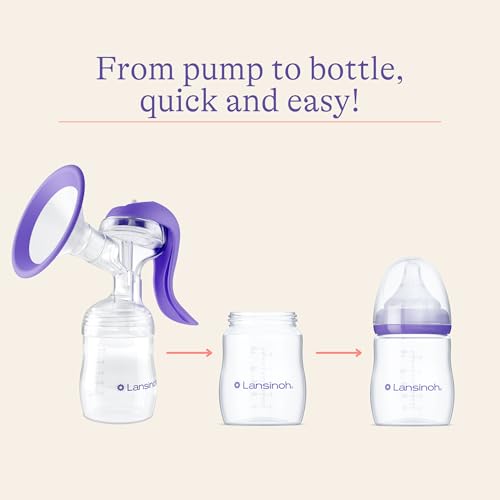Lansinoh Manual Breast Pump, Hand Pump with Comfortable Flange, Includes 5oz Baby Bottle with Slow Flow Nipple, Breastfeeding Essentials - Image 6