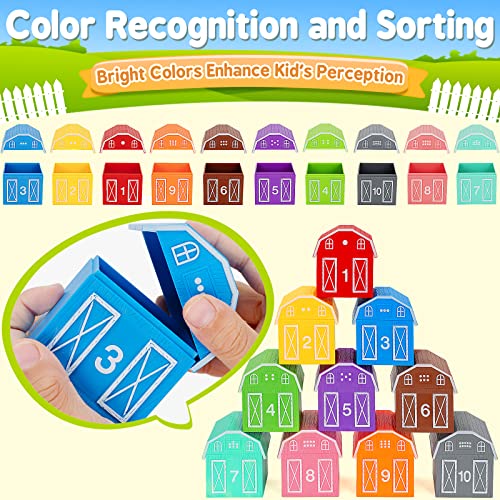 Learning Toys for 1,2,3 Year Old Toddlers, 20Pcs Farm Animals Toys Montessori Counting, Matching & Sorting Fine Motor Games, Christmas Birthday Easter Gift for Baby Boys Girls Age 12-18 Months - Image 4