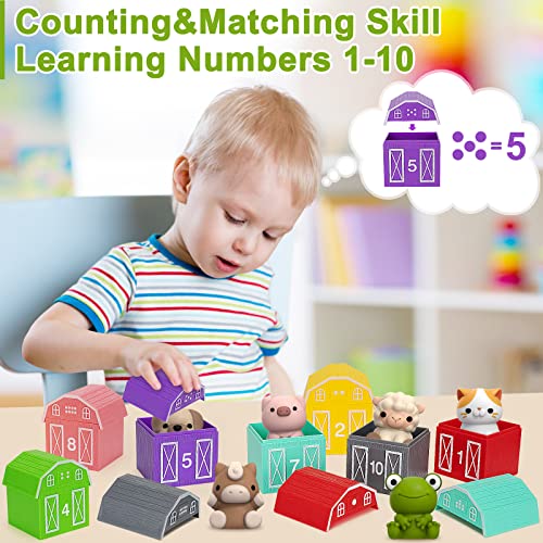 Learning Toys for 1,2,3 Year Old Toddlers, 20Pcs Farm Animals Toys Montessori Counting, Matching & Sorting Fine Motor Games, Christmas Birthday Easter Gift for Baby Boys Girls Age 12-18 Months - Image 7