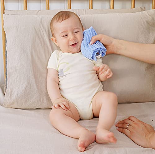 MUKIN Baby Washcloths - Natural Cotton Baby Wipes - Soft Newborn Face Towel and Washcloth for Sensitive Skin, Registry as Shower, 5 Pack 12x12 inches - Image 3