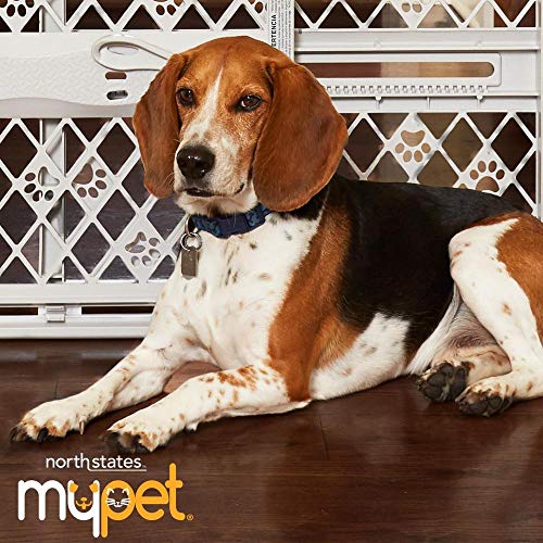 MYPET North States Paws Portable Pet Gate: 26-40" Wide. Pressure Mount. No Tools Needed. Made in USA. Dog Gate 23" Tall, Expandable, Durable Dog Gates for Doorways, Light Gray - Image 3