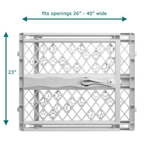 MYPET North States Paws Portable Pet Gate: 26-40" Wide. Pressure Mount. No Tools Needed. Made in USA. Dog Gate 23" Tall, Expandable, Durable Dog Gates for Doorways, Light Gray - Image 4