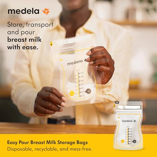 Medela Easy Pour Breastmilk Storage Bags 100 Count 7oz/210ml Disposable, Leakproof, Fast Freeze, Breast Milk Protection Recyclable & BPA Free - Image 3