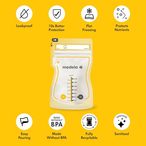 Medela Easy Pour Breastmilk Storage Bags 100 Count 7oz/210ml Disposable, Leakproof, Fast Freeze, Breast Milk Protection Recyclable & BPA Free - Image 4
