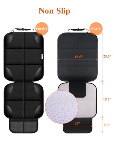 Meolsaek Car Seat Protector for Child Car Seat, Durable 600D Fabric Waterproof Car Seat Cover with Thick Pad Non-Slip Backing (No Imprints) (1 pc -Black) - Image 4