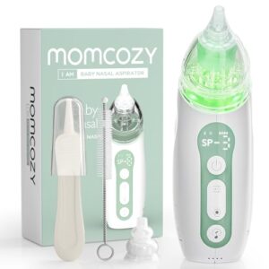 Momcozy Baby Nasal Aspirator, 3 Suction Levels Electric Nasal Aspirator for Baby, Portable Baby Nose Aspirator with Light Soothing and Music