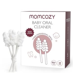 Momcozy Baby Tongue Cleaner Gauze, Baby Toothbrush Disposable Oral Cleaner, Toddler Tooth Brush for Tooth Mouth Gum Clean, Infant Toothbrush Oral Cleaning Stick, Baby Oral Cleaner Newborn, 40 Count