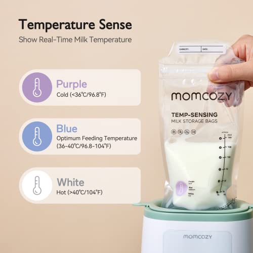 Momcozy Breastmilk Storing Bags, Temp-Sensing Discoloration Milk Storing Bags for Breastfeeding, Disposable Milk Storage Bag with 6 Ounce Self Standing, No-Leak Milk Freezer Storage Pouches, 120pcs - Image 3