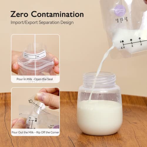 Momcozy Breastmilk Storing Bags, Temp-Sensing Discoloration Milk Storing Bags for Breastfeeding, Disposable Milk Storage Bag with 6 Ounce Self Standing, No-Leak Milk Freezer Storage Pouches, 120pcs - Image 5
