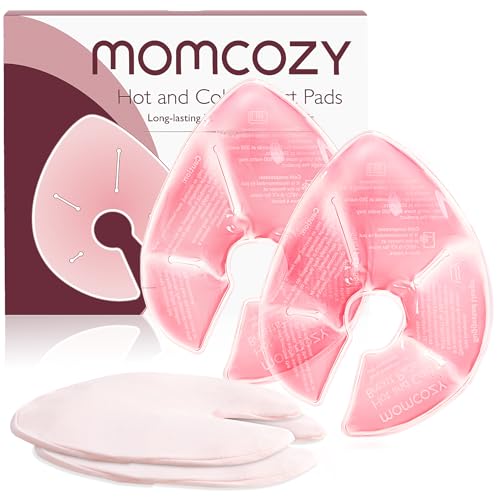 Momcozy Larger Breast Therapy Packs, Hot and Cold Breast Pads with 2 Soft Covers, Breastfeeding Essentials,2 Pack,Pink