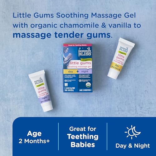Mommy's Bliss Organic Little Gums Soothing Massage Gel Day and Night Combo, Great for Teething Babies, Age 2 Months+, Sugar Free, Mild & Sweet Flavor, 2 - 0.53 Oz Tubes (Pack of 1) - Image 3