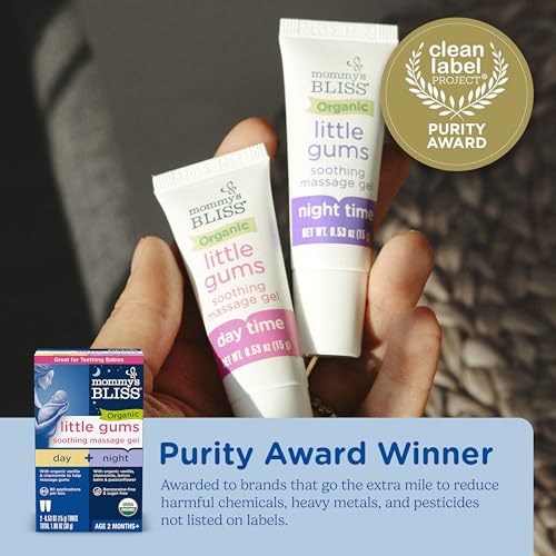 Mommy's Bliss Organic Little Gums Soothing Massage Gel Day and Night Combo, Great for Teething Babies, Age 2 Months+, Sugar Free, Mild & Sweet Flavor, 2 - 0.53 Oz Tubes (Pack of 1) - Image 6