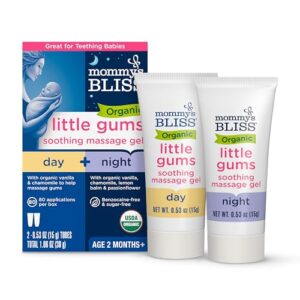 Mommy’s Bliss Organic Little Gums Soothing Massage Gel Day and Night Combo, Great for Teething Babies, Age 2 Months+, Sugar Free, Mild & Sweet Flavor, 2 – 0.53 Oz Tubes (Pack of 1)
