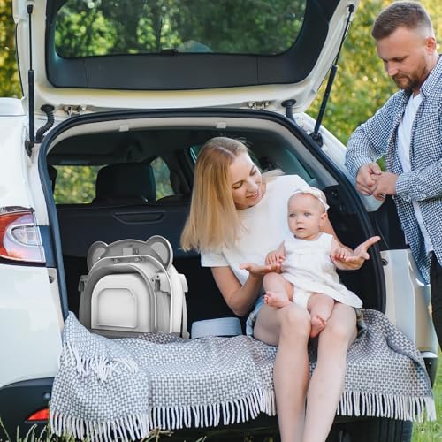 MoreFeel Collapsible Baby Bathtub for Newborn with Thermometer & 1 Hooded Towel & 1 Soft Floating Cushion,Portable Travel Bathtub with Drain Hole, Durable Foldable Baby Tubs for Infants to Toddler - Image 3