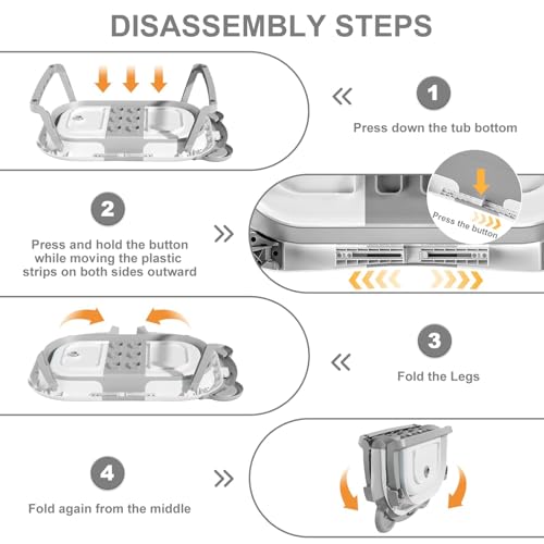 MoreFeel Collapsible Baby Bathtub for Newborn with Thermometer & 1 Hooded Towel & 1 Soft Floating Cushion,Portable Travel Bathtub with Drain Hole, Durable Foldable Baby Tubs for Infants to Toddler - Image 7