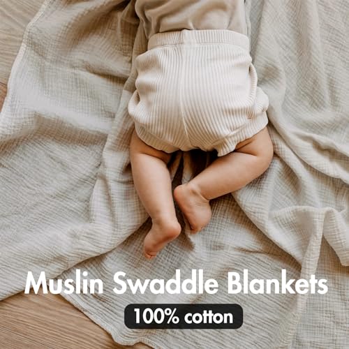 Muslin Swaddle Blankets for Newborn, 3 Pack Breathable Soft Receiving Blanket, Large 38 x 40 inches Swaddle Wrap Burping Clothes, Essentials Infant Shower Items, Toddler Gift (Bright Colors) - Image 5