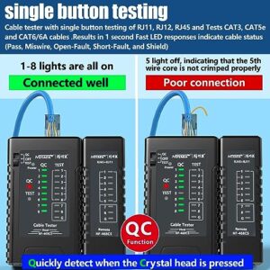 YILTION NF-468CS Network Cable Tester Telephone & Continuity Tester Ethernet Cable Mapper for RJ45/RJ11/RJ12/CAT5/CAT6/POE Test UTP/STP Network Test Tool (Black)
