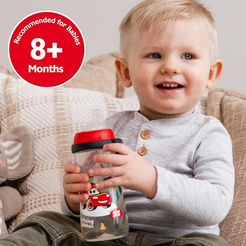 NUK Active Sippy Cup, 10 oz, 2 Pack, Disney's Cars, Lightning McQueen, BPA-Free, Spill-Proof, Transition Cup - Image 5
