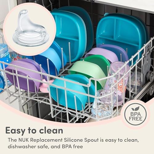NUK Replacement Silicone Spout for Select NUK Cups, Spill-Proof, Soft Spout, Dishwasher-Safe, BPA-Free, Clear, Pack of 5 - Image 6