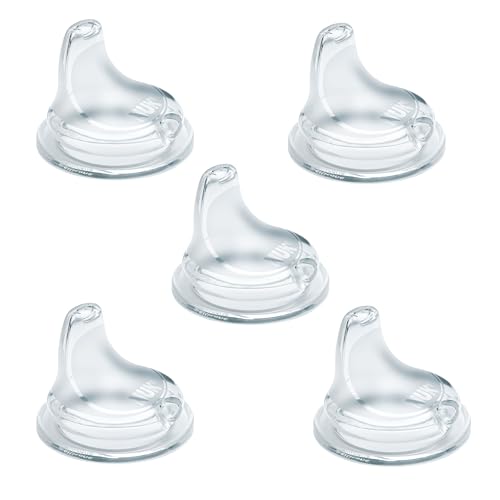 NUK Replacement Silicone Spout for Select NUK Cups, Spill-Proof, Soft Spout, Dishwasher-Safe, BPA-Free, Clear, Pack of 5