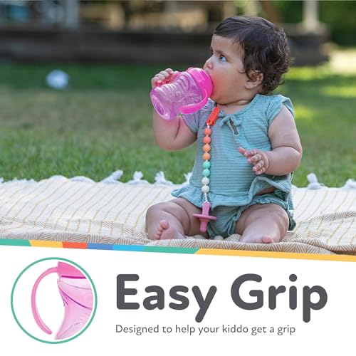 Nuby Clik-It Grip N' Sip Soft Spout No-Spill Training Sippy Cup with Handles - (3-Pack) 10 oz - 4+ Months - Aqua/Purple/Pink - Image 6