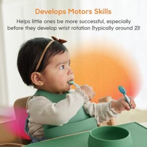 NumNum Baby Spoons Set, Baby Essentials Pre-Spoon GOOtensils for 6+ Months, First Stage Self-Feeding Spoons for Baby Led Weaning (BLW), Silicone Toddler Utensils, BPA-Free, 2 Pack Frosty Lilac/Rosebud