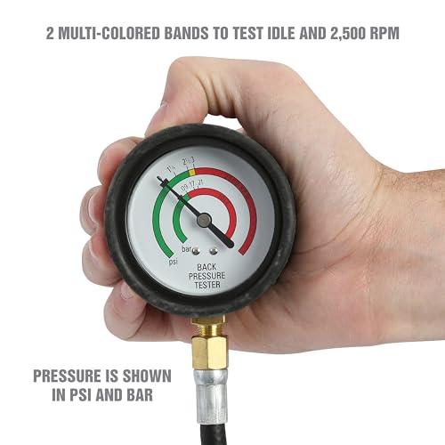 OEMTOOLS 37263 Exhaust Back Pressure Tester/Gauge Kit, Exhaust Gauge Diagnoses Catalytic Converter Issues, Oxygen Sensor Adapter, psi/Bar Readings - Image 6