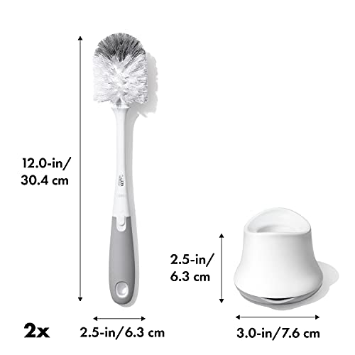 OXO Tot Bottle Brush with Nipple Cleaner and Stand – Gray, 2-Pack - Image 3