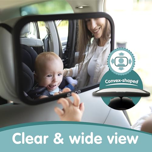 Onco Baby Car Mirror Rear Facing - Double Award-Winning Convex Car Mirror for Baby, 100% Shatterproof & Shakeproof with 360° Rotation, Newborn Essentials (9.6 x 6.9 in) - Image 5