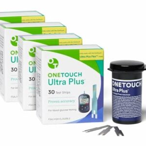 OneTouch Ultra Plus Test Strips – 120 Count – Diabetic Test Strips for Blood Glucose Meter & Daily Blood Sugar Levels – 30 Count/Pack (4 Pack)