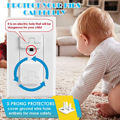 Outlet Covers Babepai 38-Pack White Child Proof Electrical Protector Safety Improved Baby Safety Plug Covers - Image 6