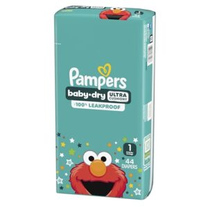 Pampers Diapers – Baby Dry – Size 1, 44 Count, Absorbent Disposable Infant Diaper (Packaging May Vary)