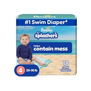 Pampers Swim Diapers – Splashers – Size 4, 18 Count, Gap-Free Disposable Baby Swimming Pants