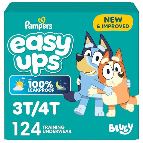 Pampers Training Pants - Easy Ups Boys & Girls Bluey - Size 3T-4T, 124 Count, Children's Potty Underwear (Packaging May Vary)