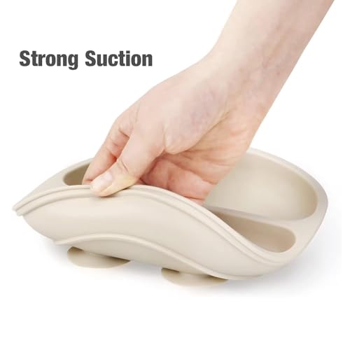 PandaEar 3 Pack Toddler Plates, Silicone Divided Suction Plate for Babies, BPA-Free 100% Food-Grade Silicone Unbreakable Baby Plate (Pink/Linen/Light Pink) - Image 6