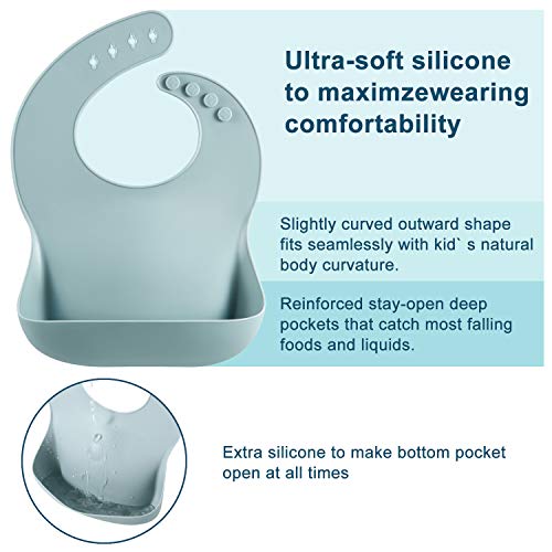 PandaEar Set of 3 Silicone Baby Bibs Waterproof, Soft, Unisex, 10-72 Months - Image 3