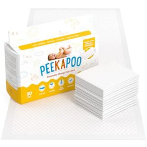 Peekapoo – The Original Disposable Baby Changing Pad Liners – 50 Pack | Super Soft, Waterproof, Ultra Absorbent | Portable, Travel-Friendly, Mess-Free Diaper Changes Anywhere