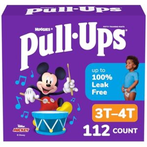 Pull-Ups Boys’ Potty Training Pants, Size 3T-4T Training Underwear (32-40 lbs), 112 Count (4 Packs of 28), Packaging May Vary