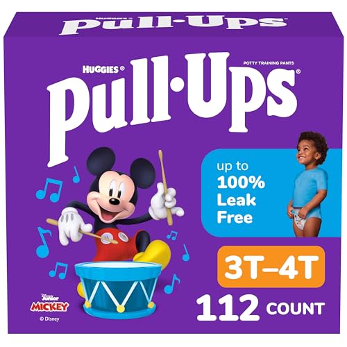Pull-Ups Boys' Potty Training Pants, Size 3T-4T Training Underwear (32-40 lbs), 112 Count (4 Packs of 28), Packaging May Vary