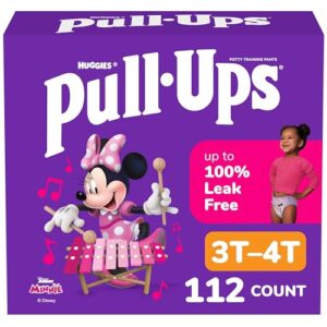 Pull-Ups Girls’ Potty Training Pants, Size 3T-4T Training Underwear (32-40 lbs), 112 Count (4 Packs of 28)