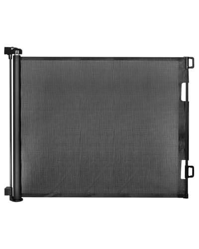 Retractable Baby Gate for Doorways and Stairs, Mesh Safety Gate for Pet, Indoor & Outdoor Use, One-Hand Operation, Easy Installation, 33.6" Tall, Expands to 55" Wide(Black,33.6"x55")