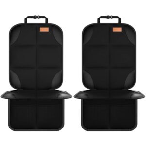 SMART ELF Car Seat Protector, 2Pack Seat Protector Protect Child Seats with Thickest Padding and Non-Slip Backing Mesh Pockets for Baby and Pet,Sedan SUV Truck (Black)