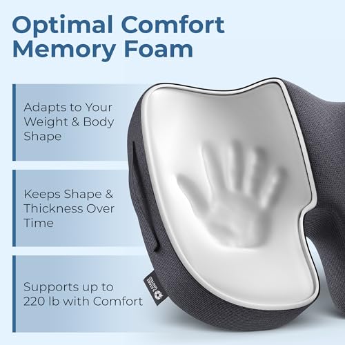 Seat Cushion for Office Chairs - Tailbone, Coccyx Pain Relief - Butt, Pressure & Sciatica Relief - Gaming, Wheelchair, Car & Desk Pillow, Black - Image 5