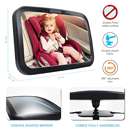 Shynerk Baby Car Mirror, Safety Car Seat Mirror for Rear Facing Infant with Wide Crystal Clear View, Shatterproof, 360° Rotation, Crash Tested and Certified - Image 5